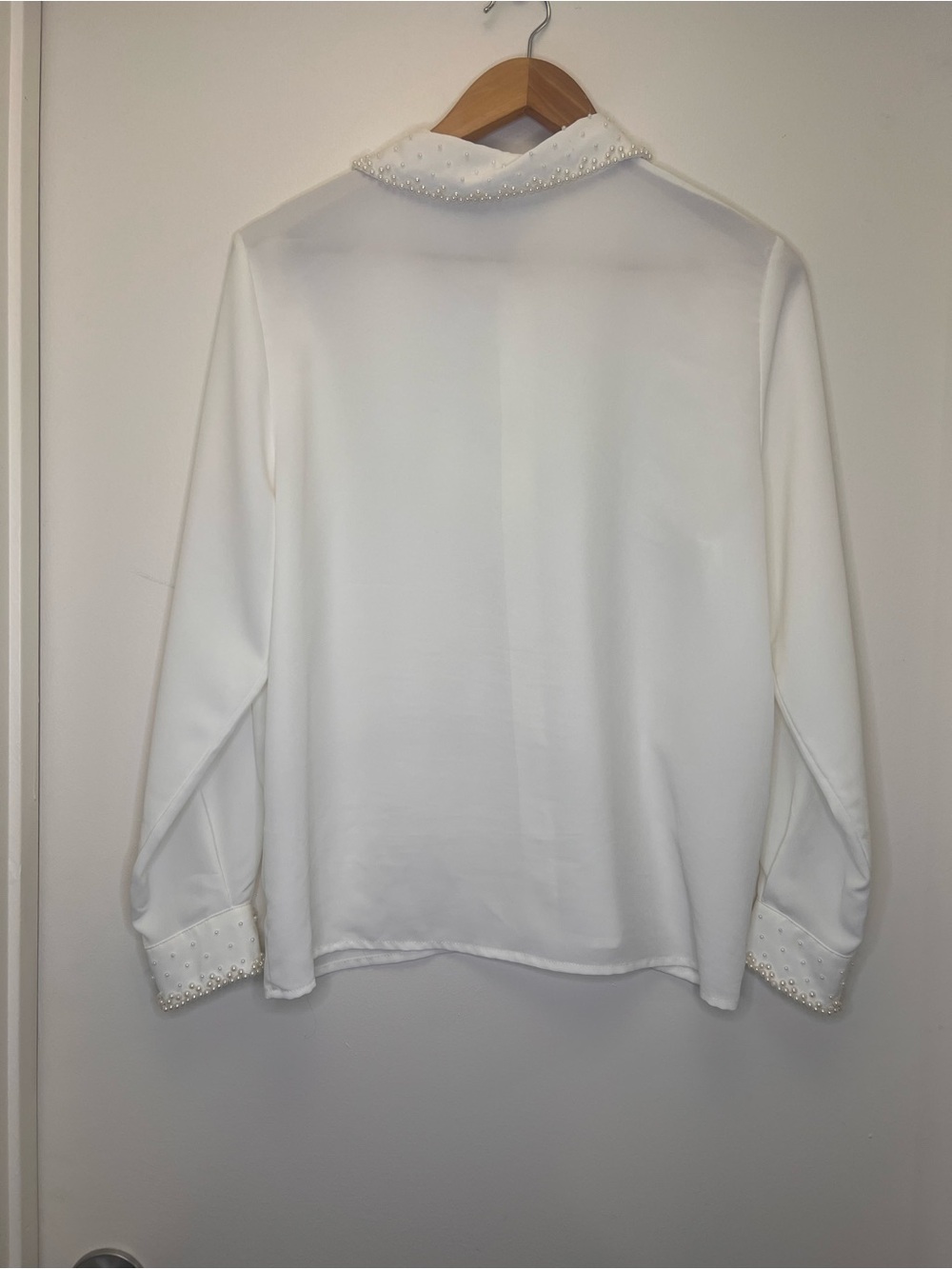 Alfred Dunner Petite Pearl Collar Blouse White Button Up Preppy Chic - Picture 11 of 11